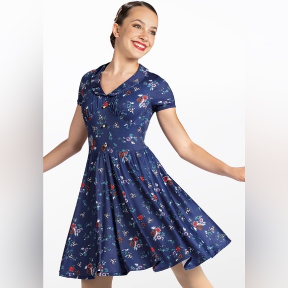 Weissman Other - Weissman dance costume, navy floral, NEW, Under the Boardwalk, size M